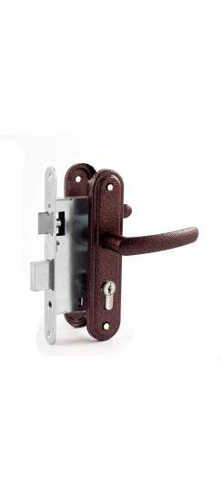 Замок врезной цилиндровый с защёлкой в комплекте с ручкой ЗВ4-3.08 (медь), 4 кл.