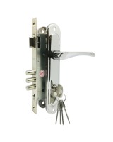 Замок врезной цилиндровый с защёлкой в комплекте с ручкой ЗВ4-85.3 (хром), 5 кл.