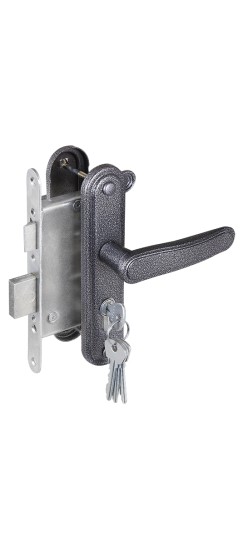 Замок врезной цилиндровый с защёлкой в комплекте с ручкой ЗВ4-3.03 (серебро), 4 кл.