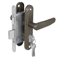 Замок врезной цилиндровый с защёлкой в комплекте с ручкой ЗВ4-3.03 (бронза), 4 кл.