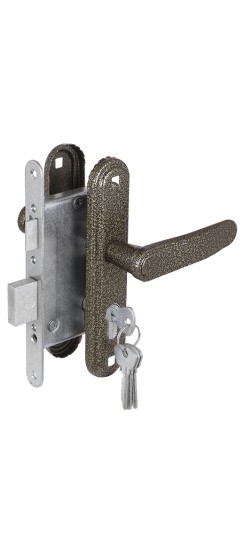 Замок врезной цилиндровый с защёлкой в комплекте с ручкой ЗВ4-3.03 (бронза), 4 кл.