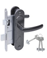 Замок врезной сувальдный с защёлкой в комплекте с ручкой ЗВ9.2-08 (серебро антик), 3 кл.