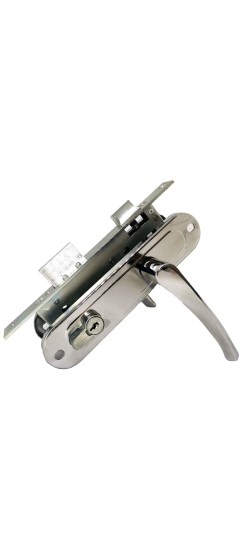 Замок врезной цилиндровый с защёлкой в комплекте с ручкой ЗВ4-70/07 (хром лак), 4 кл.