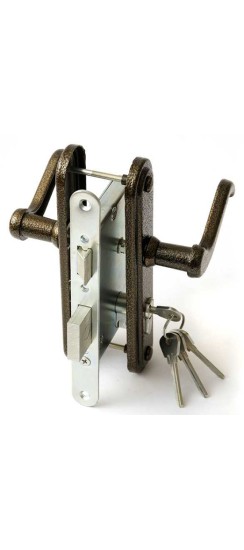 Замок врезной цилиндровый с защёлкой в комплекте с ручкой ЗВ4-3.02 (медь), 4 кл.