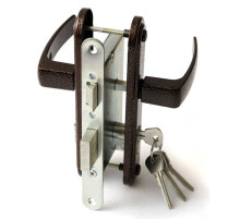 Замок врезной цилиндровый с защёлкой в комплекте с ручкой ЗВ4-3.05 (медь), 4 кл.