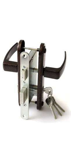 Замок врезной цилиндровый с защёлкой в комплекте с ручкой ЗВ4-3.05 (медь), 4 кл.