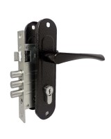 Замок врезной цилиндровый с защёлкой в комплекте с ручкой ЗВ4-60/07 (медь антик), 4 кл.