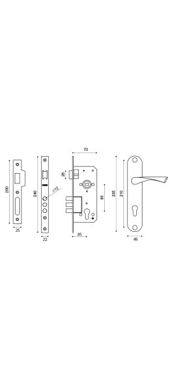 Замок цилиндровый в комплекте с ручкой LOCKSET90.CRONA.4585-3 (KIT P90 4585/3 CRONA) AB бронза