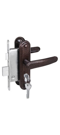 Замок врезной цилиндровый с защёлкой в комплекте с ручкой ЗВ4-3.03 (медь), 4 кл.