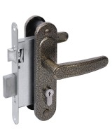 Замок врезной цилиндровый с защёлкой в комплекте с ручкой ЗВ4-3/03 (бронза антик), 4 кл.