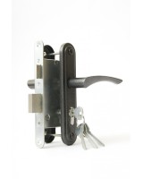 Замок врезной цилиндровый с защёлкой в комплекте с ручкой ЗВ4-3.07 (серебро), 4 кл.