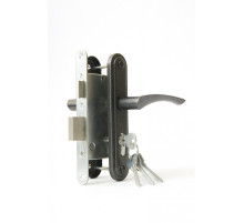 Замок врезной цилиндровый с защёлкой в комплекте с ручкой ЗВ4-3.07 (серебро), 4 кл.