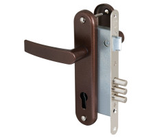 Корпус врезного замка с защёлкой в комплекте с ручкой ЗВ4-3 (медный антик) /78103/