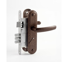 Замок врезной сувальдный с защёлкой в комплекте с ручкой ЗВ9.1-02 (бронза), 3 кл.