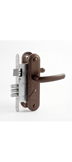 Замок врезной сувальдный с защёлкой в комплекте с ручкой ЗВ9.1-02 (бронза), 3 кл.