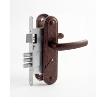 Замок врезной сувальдный с защёлкой в комплекте с ручкой ЗВ9.1-02 (медь), 3 кл.