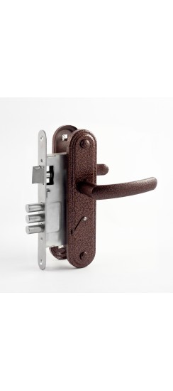 Замок врезной сувальдный с защёлкой в комплекте с ручкой ЗВ9.1-02 (медь), 3 кл.