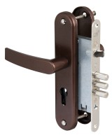 Корпус врезного замка с защёлкой в комплекте с ручкой ЗВ4-31/55 (медный антик) /78930/