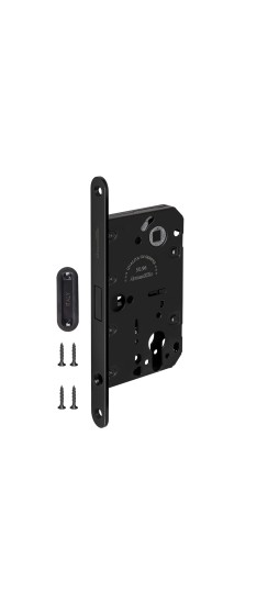 Замок межкомнатный магнитный под цилиндр с ответной планкой GRAVITY G02.196.50.85 BL черный