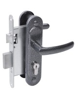 Замок врезной цилиндровый с защёлкой в комплекте с ручкой ЗВ4.2-08 (серебро антик), 4 кл.