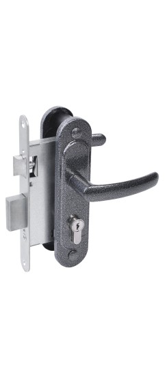 Замок врезной цилиндровый с защёлкой в комплекте с ручкой ЗВ4.2-08 (серебро антик), 4 кл.