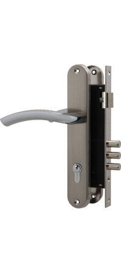 Замок цилиндровый с в комплекте с ручкой LOCKSET.9013 (SET F9011) SN/CP мат.никель