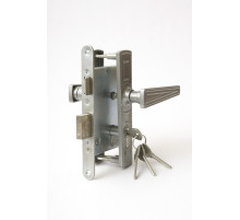 Замок врезной цилиндровый с защёлкой в комплекте с ручкой ЗВ4-3.01 (никель), 4 кл.