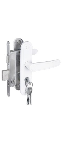 Замок врезной цилиндровый с защёлкой в комплекте с ручкой ЗВ4-3.03 (белый), 4 кл.