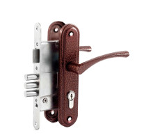 Замок врезной цилиндровый с защёлкой в комплекте с ручкой ЗВ4.2-01 (медь), 3 кл.