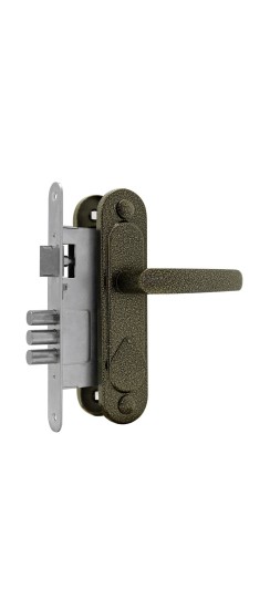 Замок врезной сувальдный с защёлкой в комплекте с ручкой ЗВ9.1-01 (бронза), 3 кл.