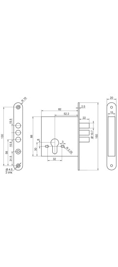 Корпус врезного замка ЗВ1-2БМ/11 /89600/