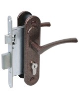 Замок врезной цилиндровый с защёлкой в комплекте с ручкой ЗВ4-3/07 (медь антик), 4 кл.