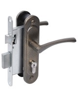 Замок врезной цилиндровый с защёлкой в комплекте с ручкой ЗВ4-3/07 (бронза антик), 4 кл.