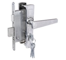 Замок врезной цилиндровый с защёлкой в комплекте с ручкой ЗВ4-3.01 (хром), 4 кл.