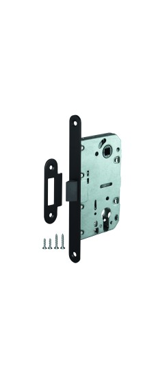 Корпус врезного замка c защёлкой PLASTLP85-50 ВL черный