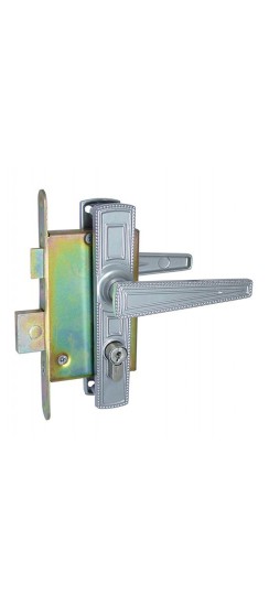 Замок врезной цилиндровый с защёлкой в компл с ручкой ЗВ4-3 (гальв.никель) аналог ДААЗ, 4кл. блистер