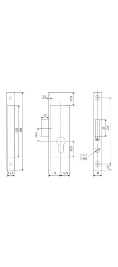 Корпус узкопрофильного замка PROFI 30.01.24 /123:229/
