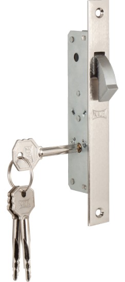 Замок врезной крестообразный узкопрофильный 201F (20 mm) (никель), 3 кл.