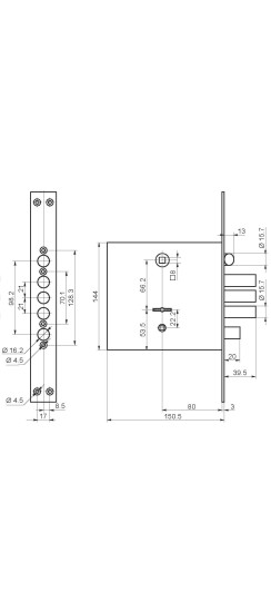 Замок врезной сувальдный с задвижкой и защёлкой ЗВ9-8 МКЗ/15, 5 кл. /77937/