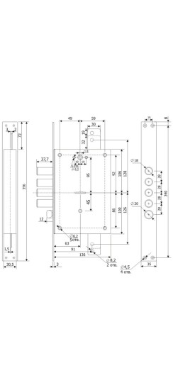 Замок врезной сувальдный с защёлкой ЗВ 21.12 (без планки), 5 кл. /123:52/