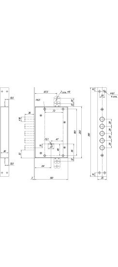 Замок врезной сувальдный ЗВ8 341.1.1 с тягами, 5 кл. (ключ 60 мм)