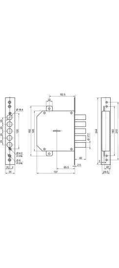 Замок врезной сувальдный ЗВ8-6 ЛК5Т/15 с тягами (лев.) , 5 кл. /72221/