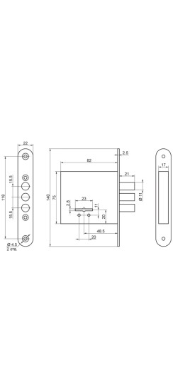 Замок врезной сувальдный ЗВ8-4С/13, 3 кл. /76600/