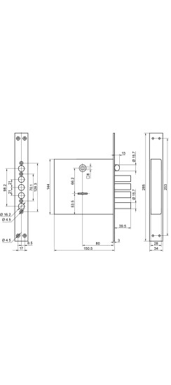 Замок врезной сувальдный с защёлкой ЗВ9-8 МК4/15, 5 кл. /77740/