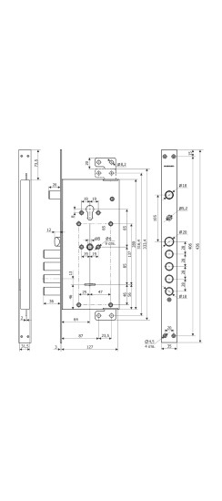 Замок врезной двухсистемный ЗВ 75.14 Т с тягами, 5 кл. /128:4242/