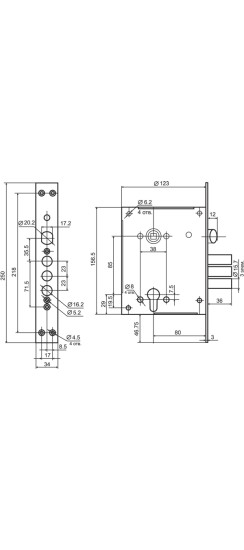 Корпус врезного замка с защёлкой ЗВ4-3/85М /79045/