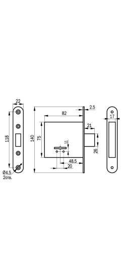 Замок врезной сувальдный ЗВ8-4С/03, 3 кл. /76500/