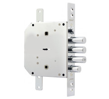 Замок врезной сувальдный с задвижкой и защёлкой ЗВ9-6 ПКТЗ с тягами (прав.), 5 кл. /77404/