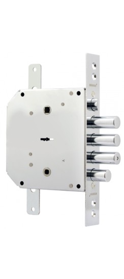 Замок врезной сувальдный с задвижкой и защёлкой ЗВ9-6 ПКТЗ с тягами (прав.), 5 кл. /77404/