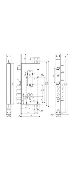 Замок врезной двухсистемный ЗВ 75.16 Т с тягами (без защиты, с торцевой планкой) /128:7293/